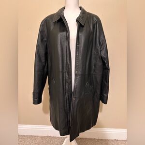 Jaqueline Ferrar Black Leather Trench Coat